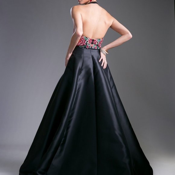 Illusion Halter Neckline A-Line Dress CDC80325 - Picture 2 of 5